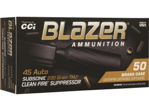 CCI Blazer Clean-Fire Suppressor Subsonic .45acp, 230gr TMJ, 500rd Case