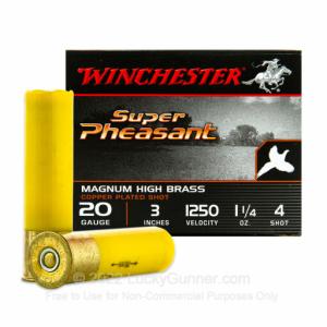 20 Gauge - 3" 1-1/4 oz. #4 Shot - Winchester Super Pheasant - 250 Rounds