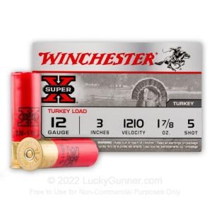 12 Gauge - 3" 1-7/8 oz. #5 Shot - Winchester Super-X Turkey Load - 100 Rounds