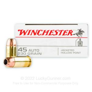 Winchester USA .45 ACP Ammunition 230 Grain JHP 880 fps