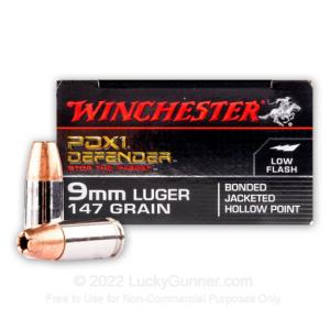 Winchester Defender 9mm Luger Ammunition Bonded JHP 147 Grains