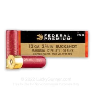 12 Gauge - 2-3/4" 12 Pellets 00 Buckshot - Federal Vital-Shok - 250 Rounds