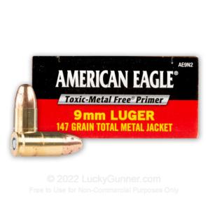 9mm - 147 Grain TMJ - Toxic-Metal Free Primer - Federal American Eagle - 1000 Rounds