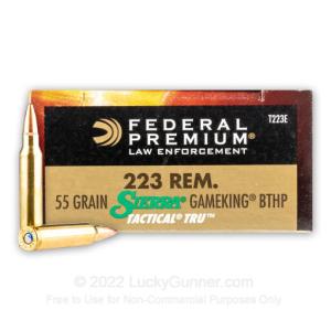 223 Rem - 55 Grain Sierra GameKing BTHP - Federal LE Tactical - 500 Rounds