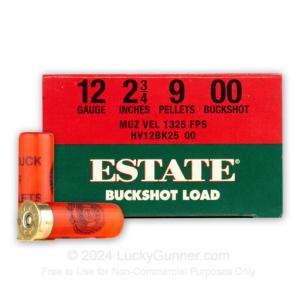 12 Gauge - 2-3/4" 9 Pellet 00 Buckshot - Estate - 250 Rounds