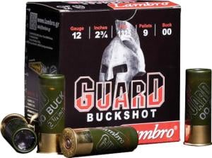 Lambro 12 Gauge 2.75in Centerfire Shotgun Guard Practical Buckshot Ammo, 00 Buck Size, 25 Rounds, LAM12BUCK