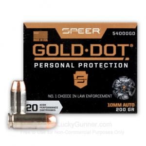 10mm Auto - 200 Grain JHP - Speer Gold Dot - 20 Rounds