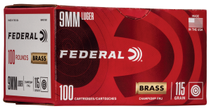 Federal American Eagle Brass 9mm 115 Grain 100-Rounds FMJ
