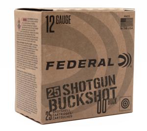 FEDERAL 12GA 2 3/4 IN MAX 9 PELLET 00 BUCKSHOT 1325 FPS 25 F12BK25 00