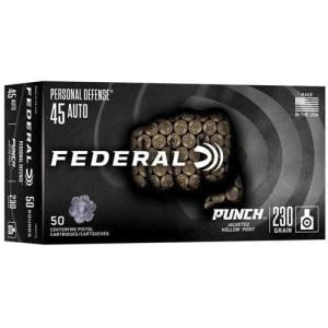 Federal PD45P1G Punch  45Auto 230gr Jacketed Hollow Point 50 Per Box/10 Case