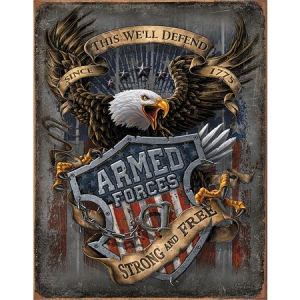 Tin Signs 2149 16 x 12 1/2 Inch Armed Forces Since 1775