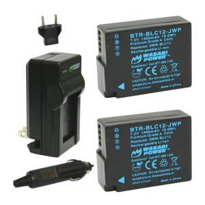 Wasabi Power Fully Decoded Leica BP-DC12 Battery (2-Pack) Plug and Car Adapter Wall Charger in Black