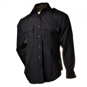 Elbeco Distinction L/S Plain Pocket Men's Shirt | Black | 22/37 | Polyester/Wool | LAPoliceGear.com
