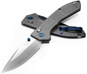 BENCHMADE 748 Narrows AXIS Folding Knife 3.43" Drop Point Blade - Gray Titanium Handles