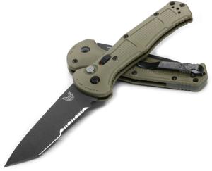 BENCHMADE 9071SBK-1 Claymore AUTO Folding Knife 3.6" Tanto Combo Blade - Ranger Green Grivory Handle