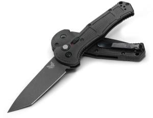 BENCHMADE 9071BK Claymore AUTO Folding Knife 3.6" Tanto Plain Blade - Black Grivory Handles