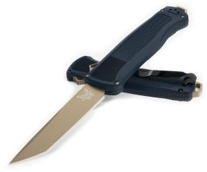 BENCHMADE 5370FE-01 Shootout OTF AUTO Knife 3.51" FDE Tanto Blade - Crater Blue Grivory Handles