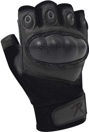 Rothco Fingerless Cut and Fire Resistant Carbon Hard Knuckle Gloves, Black, Large, 28081-L