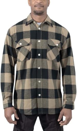 Rothco Extra Heavyweight Buffalo Plaid Flannel Shirt - Mens, Coyote Brown Plaid, Large, 47380-CoyoteBrownPlaid-L