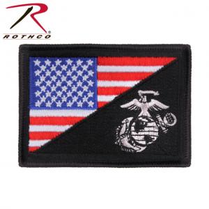 Rothco US Flag / USMC Globe and Anchor Morale Patch, Red/White/Blue, 1896-RedWhiteBlue