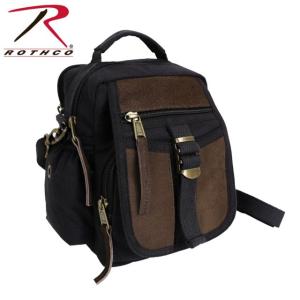 Rothco Canvas & Leather Travel Shoulder Bag, Black, 2836-Black