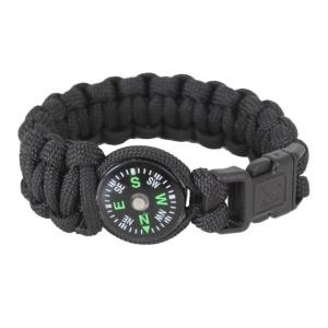 Rothco Paracord Compass Bracelet, Black, 9, 957-Black-9Inches