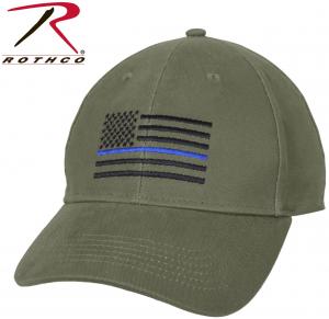 Rothco Thin Blue Line Low Profile Cap | OD Green | Cotton | LAPoliceGear.com