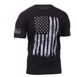 Rothco Distressed US Flag Athletic Fit T-Shirt, Black, L, 2901-Black-L
