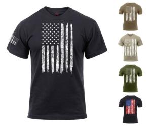 Rothco Distressed US Flag Athletic Fit T-Shirt, Black, 4XL, 29033-Black-4XL