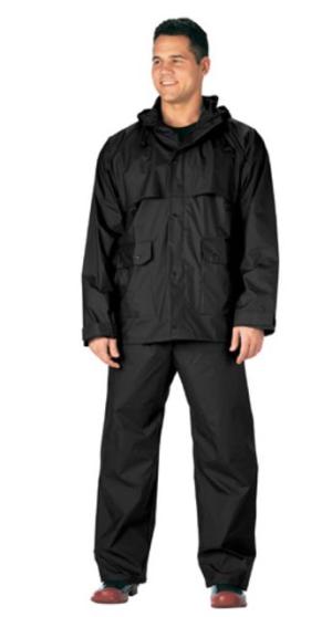 Rothco 2 Piece Microlite PVC Rainsuit, Black, L, 3765-Black-L