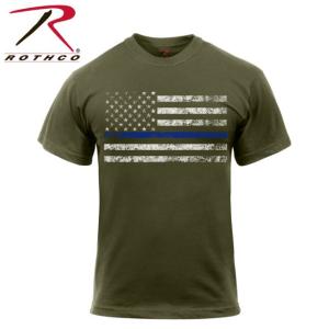Rothco Thin Blue Line T-Shirt, Olive Drab, 3XL, 1094-OliveDrab-3XL