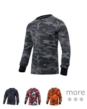 Rothco Long Sleeve Colored Camo T-Shirt, 2XL, Black Camo, 3928-BlackCamo-2XL