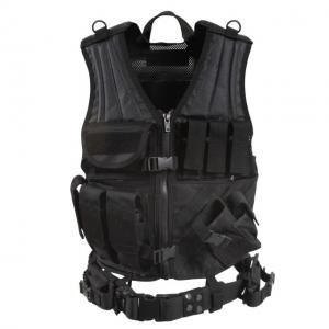 Rothco Cross Draw MOLLE Tactical Vest, Black, Regular, 6491-Black-Regular