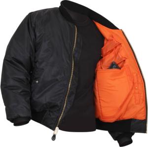 Rothco Concealed Carry MA-1 Flight Jacket, Black, Large, 77350-Black-L