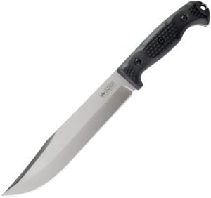 Kizlyar Bastardo Bowie Sleipner Knife, 8.5 satin finish Sleipner tool steel clip point b, Black sculpted G10 handle, KK0127