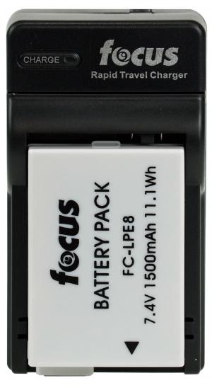 Focus Camera Focus Replacement Rechargeable Lithium-Ion Battery and Travel Charger for Canon LP-E8 in Black