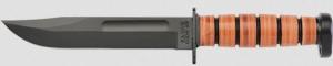 KA-BAR 1317 Dog's Head Utility Knife, 7in, 1095 Cro-Van Clip Point Leather Hndl, 1317
