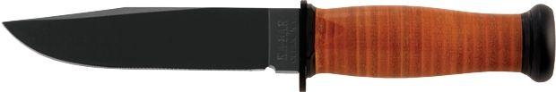 KA-BAR Knives Leather Handled Mark 1 Staright Edge Knife w/Leather Sheath, Blue Ridge Exclusive, Brown