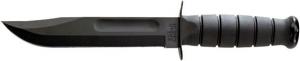 KA-BAR Knives Utility Straight Edge Knife w/ Leather Sheath, Black, Clampack 4-1211CP-0