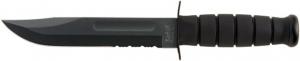 KA-BAR Knives Utility Serrated Knife w/ Leather Sheath, Black, Clampack 4-1212CP-7