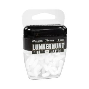 Lunkerhunt Wax Worm-Bait Jar Worm, 40, 0.75in, White, HWJ02