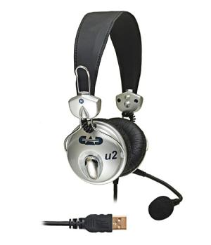 CAD U2 VoIP Compatible USB Stereo Headset w/ Condenser Microphone in Black/Silver