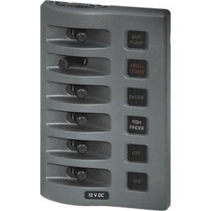 Blue Sea Systems 4306 WeatherDeck Water Resistant Fuse Panel - 6 Position - Grey, 4306