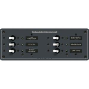 Blue Sea Systems 8097 AC 6 Position Toggle Circuit Breaker Panel - White Switches, 8097