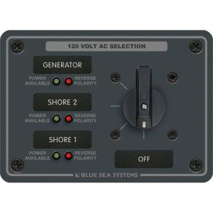 Blue Sea Systems AC Rotary Switch Panel 30 Ampere 3 Positions + OFF, 2 Pole 8366, 8366