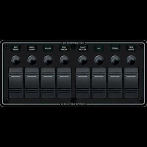 Blue Sea Systems Sw Pnl, Contura w/ Breakers, Black, 8 Sw, 8371