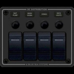 Blue Sea Systems Sw Pnl, Contura w/ Breakers, Black, 4 Sw, 8372