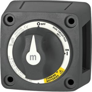 Blue Sea Systems Mini Batt Sw 2 Ckt On-Off-Both, Black, 6011200
