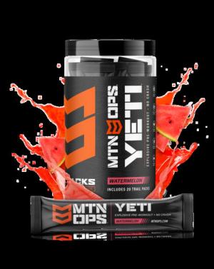 MTN OPS Yeti Monster Pre-workout Powder Energy Drink, 20 Trail Pack, Watermelon, 1101450320