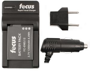 Sakar Focus Replacement Rechargeable Lithium-Ion Battery and Charger for Nikon EN-EL12 in Black